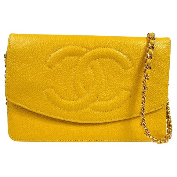 Chanel Yellow Calfskin Timeless WOC Wallet On Chain 48646 - Picture 1 of 11